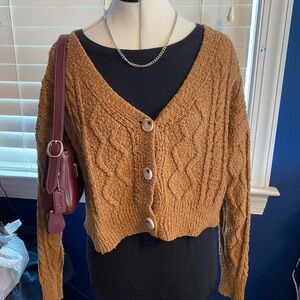 Altar'd State Textured Button-Up Cardigan - Tan